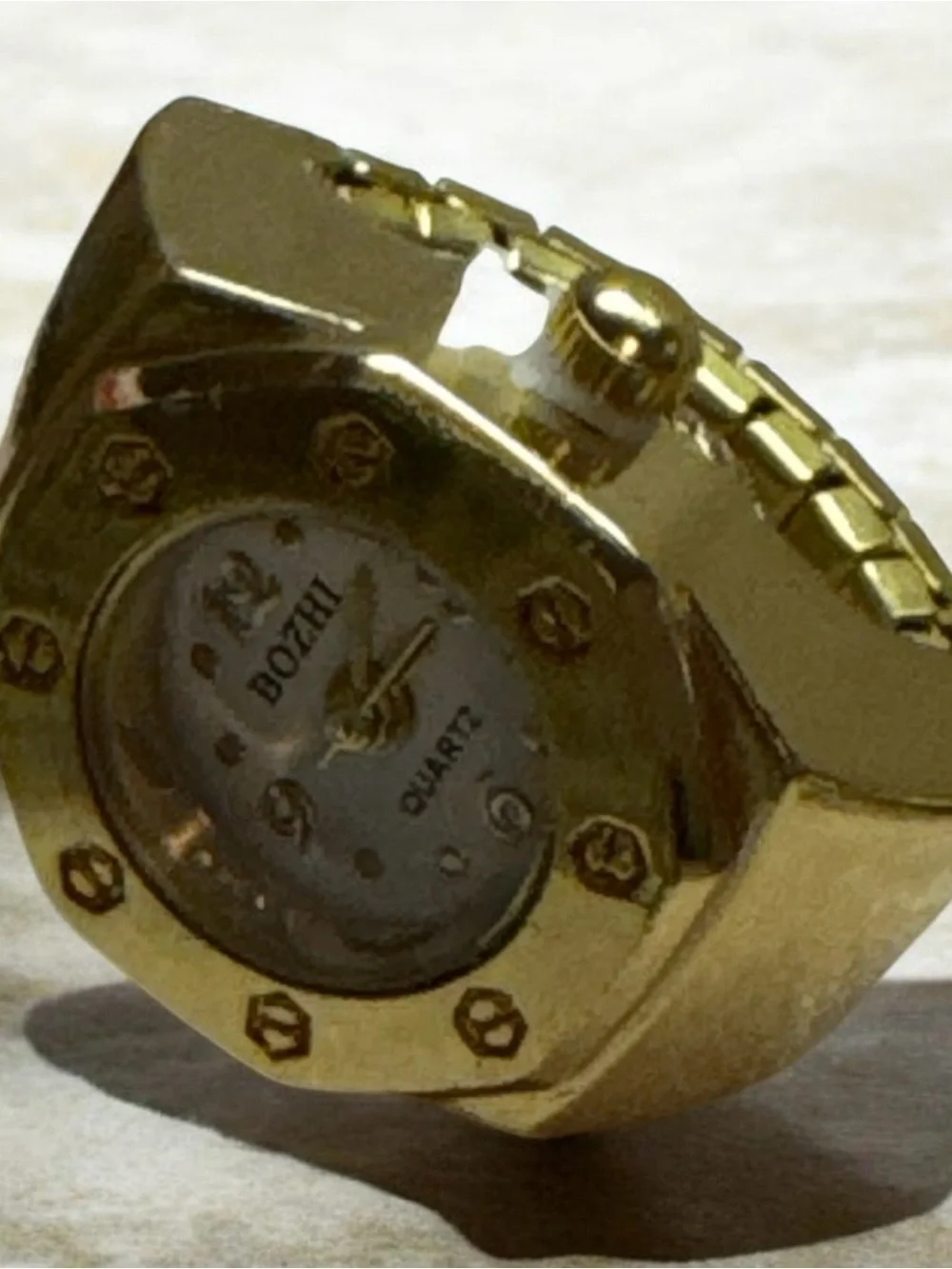 Gold-tone Quartz ring Watch - Gold